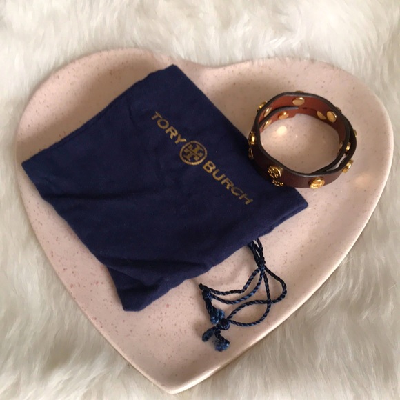 Tory Burch Double Wrap Leather Bracelet Brown & Gold. - Picture 4 of 8